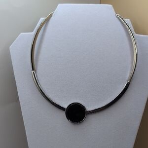 Chico's Silver and Black Modern Necklace